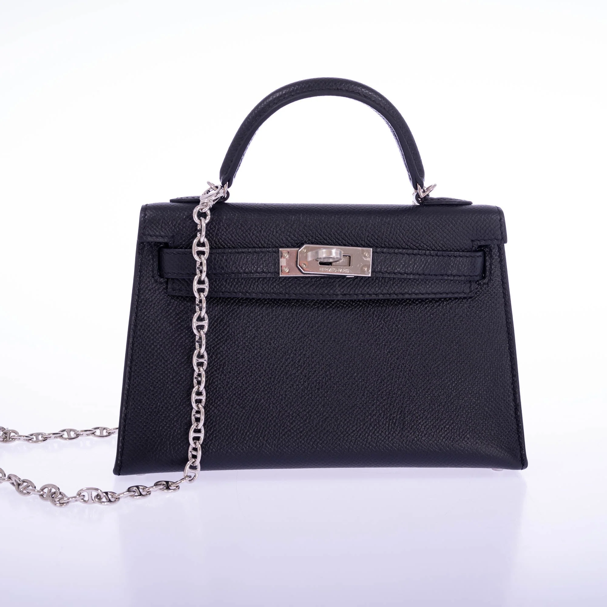 Hermès Mini Kelly II 20 Sellier Noir Epsom Palladium Hardware