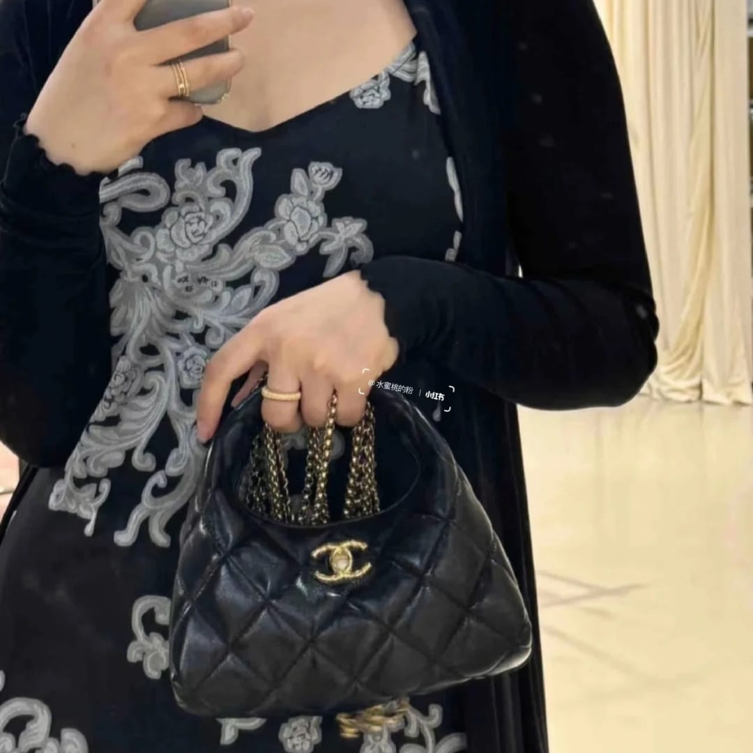 Chanel 24A Limited Edition Tassel Chain Hobo Bag In Black 20Cm