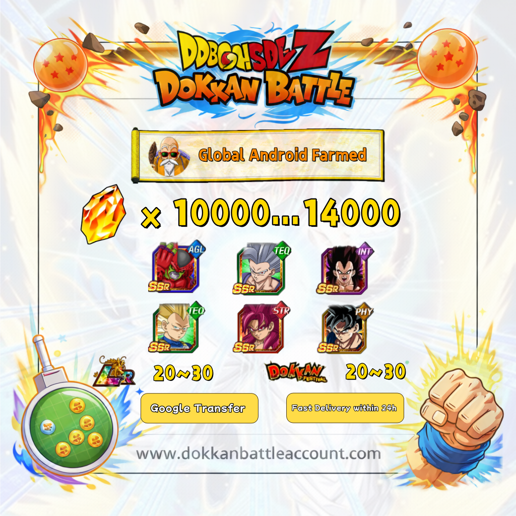 [Global] Dokkan Battle Farmed Account 15000+ DS with 11th anniversary Super Saiyan 4 Goku (DAIMA) and Super Saiyan 3 Vegeta (DAIMA) For Android and IOS