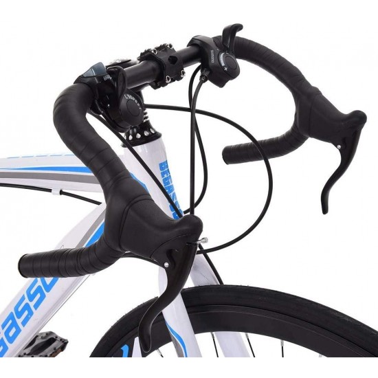 Aluminum Road Bike,700C Racing Bicycle with 21 Speed Derailleur System Disc Brakes Bicycles City Commuter Bike, Lightweight Durable Road Bike Mens/Womens Fashionable Bikes