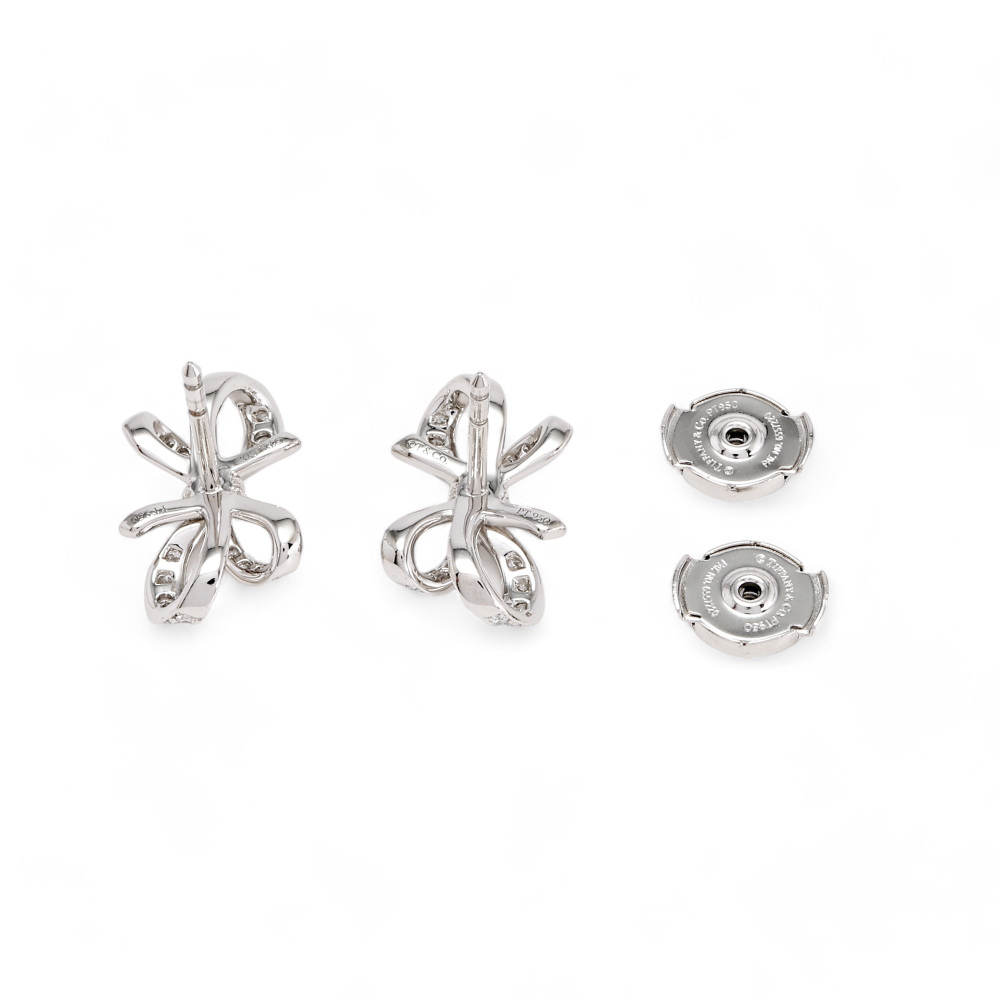 Tiffany & Co. Bow Earrings Platinum Diamond
