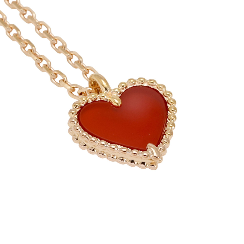 Van Cleef & Arpels Sweetheart Heart Motif Necklace 18K Rose Gold Carnelian VCARN59N00
