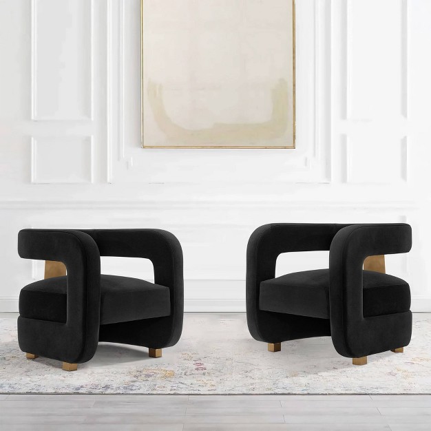 Set Of 2 Amirah Modern Velvet Upholstered Accent Chairs Manhattan Comfort