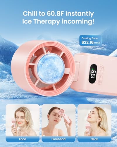 Handheld Portable Fan with Ice Cooler,Speed (1-199) 5500mAh Rechargeable Personal Fan,[20H Cooling Time] Super Mini Yet Powerful [20000 RPM] Small Pocket Fans for Travel/Outdoor/Office,Gold Black