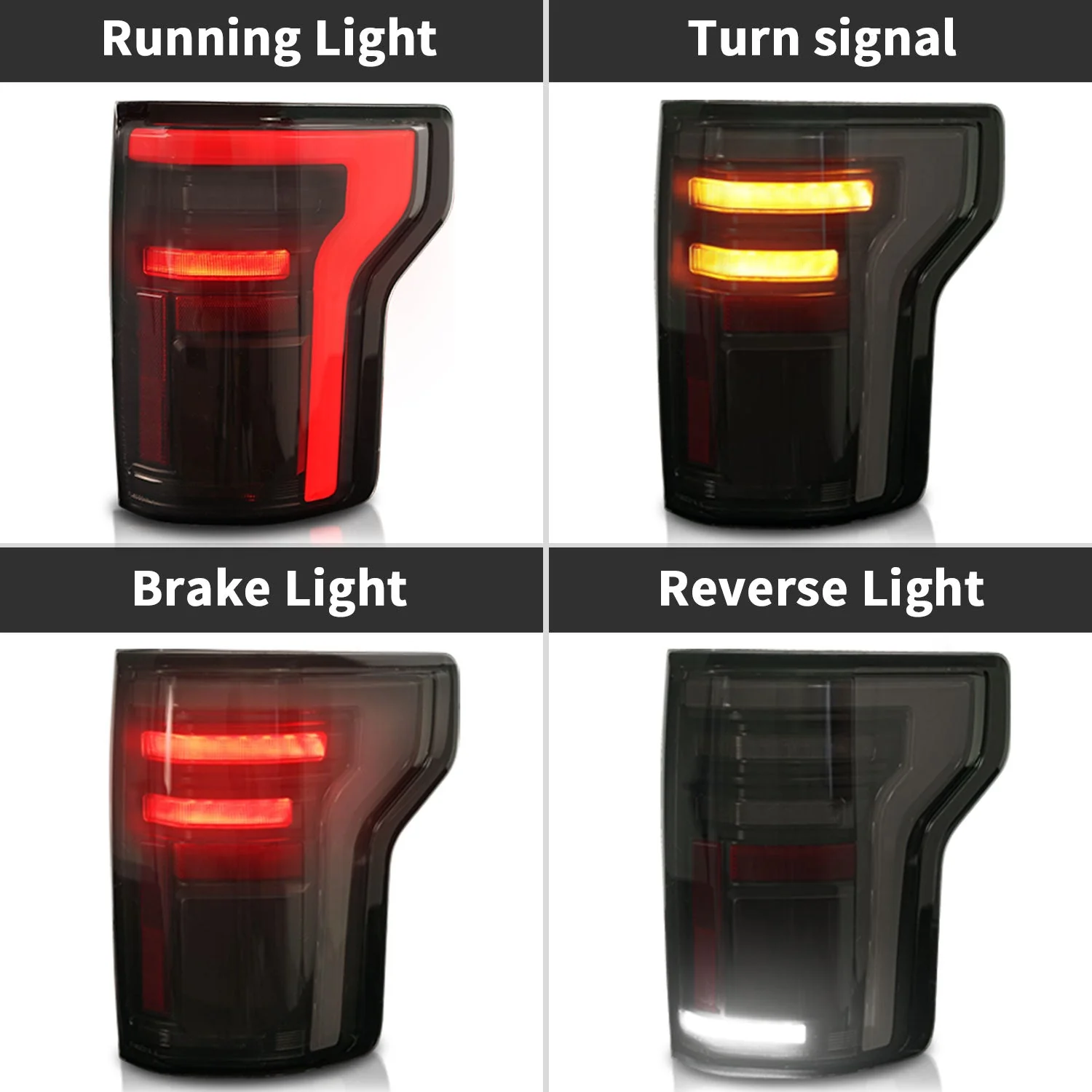 Full LED Tail lights Assembly For Ford F-150 2015-2020