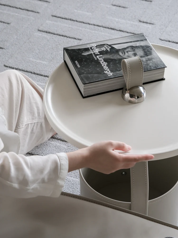 YA020 - HERM@S So Black Italian Handcrafted Saddle Leather Sofa Side Table: Luxurious, Portable, Bedside