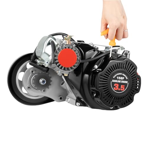 4-Stroke Bicycle Motor Kit, 100CC Bike Motorized Kits, 3600rpm Single Cylinder Air-Cooling CDI Ignition 3.5HP DIY Gas Engine Full Set 44 Teeth 2L Fuel Tank 2000w/h Power OHV Motor-Conversion