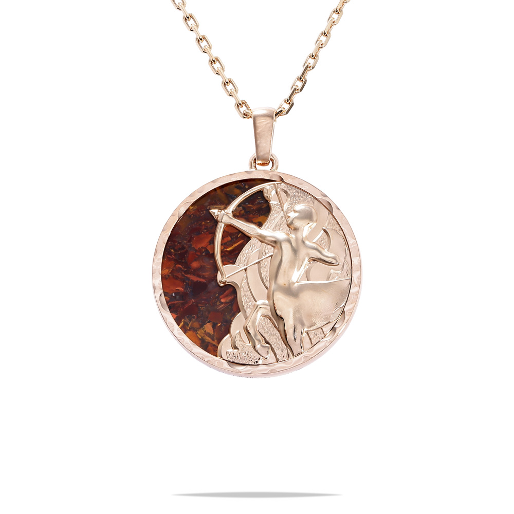 Van Cleef & Arpels Zodiac Sagittarius Necklace 18K Rose Gold Pietersite VCARP9R700