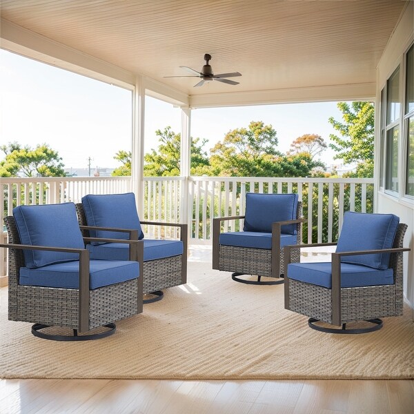 4 PC Outdoor Swivel Rocker Chairs Set