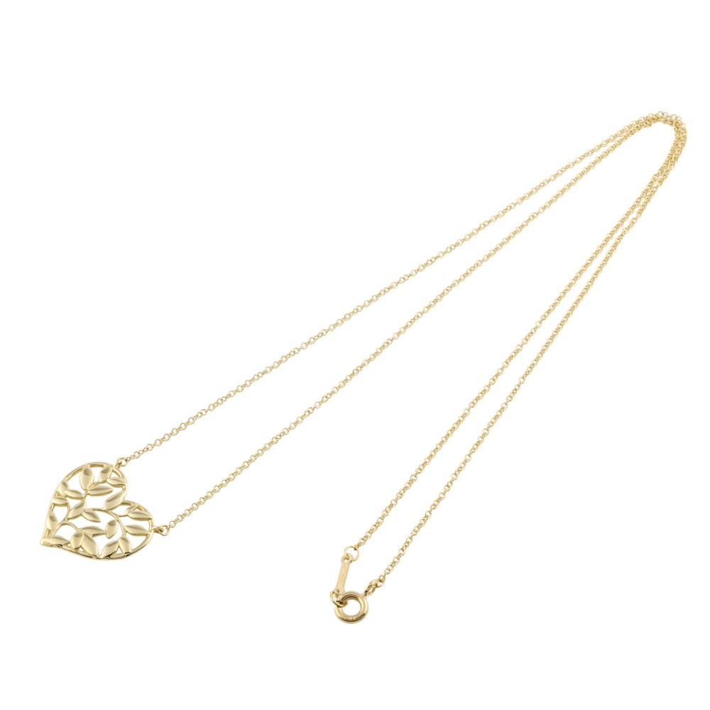 Tiffany & Co. Paloma Picasso Olive Leaf Heart Necklace 18K Yellow Gold