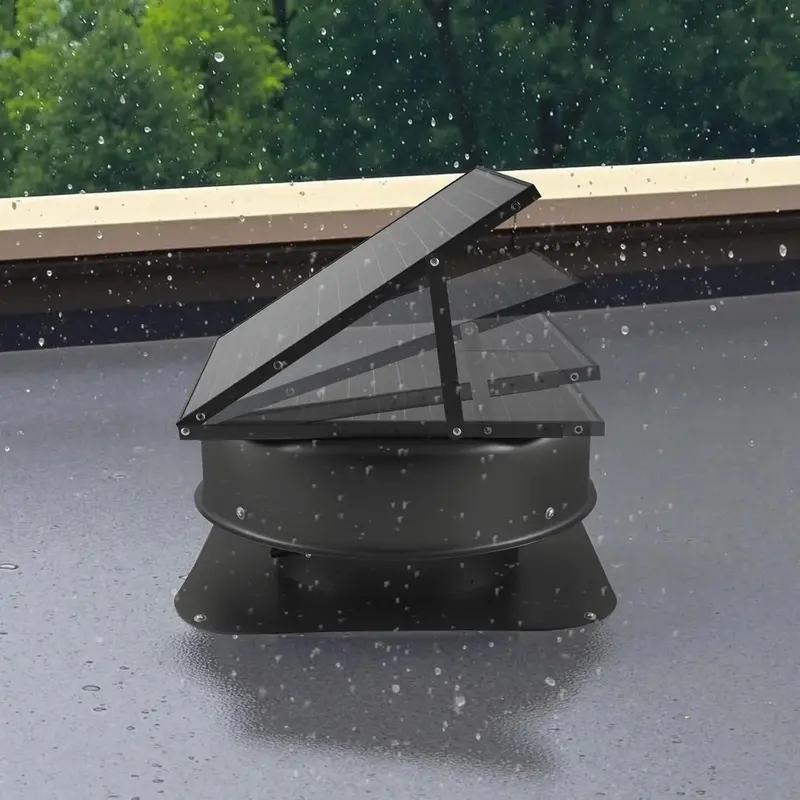 Solar-Powered Roof Attic Exhaust Fan – 50W Intelligent Ventilation System with Thermostat, Remote, 3000 CFM Output, and Safety Auto-Shutoff