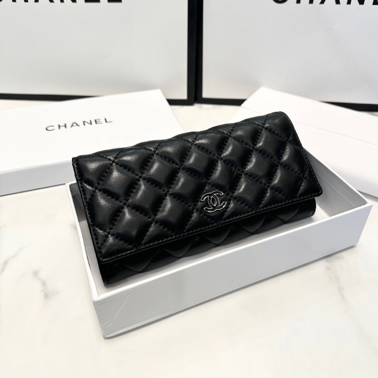 Chanel Classic Small Flap Wallet Black Caviar Silver Hardware 4.7 Inches