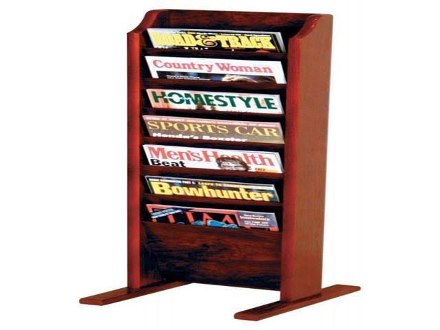 Wooden Mallet 7-Pocket Cascade Free-Standing Magazine Rack, Mahogany