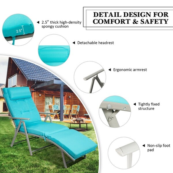 Costway 2PC Folding Chaise Lounge Chair with Cushion