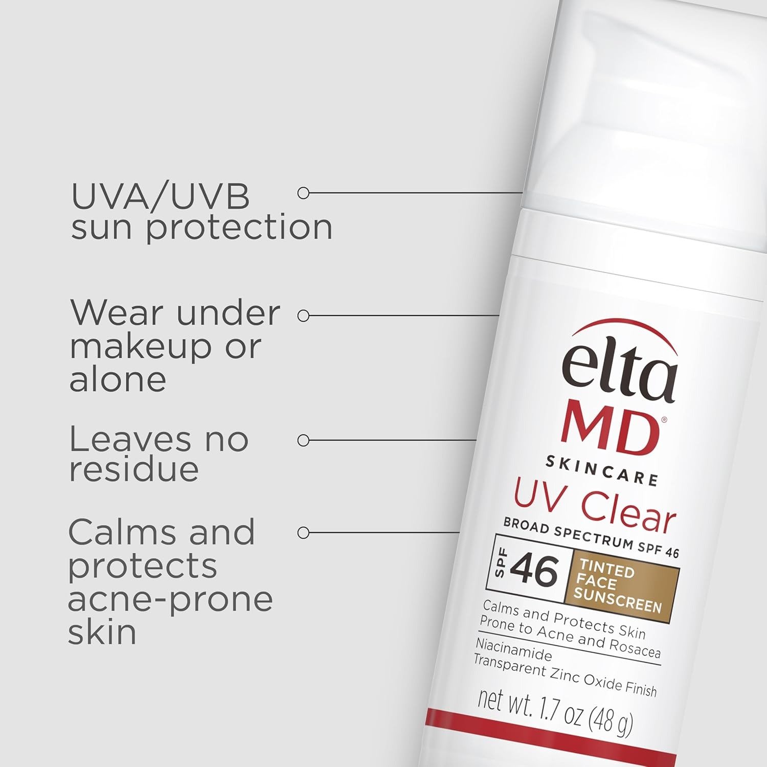 Face Sunscreen SPF 46, Oil-Free Sunscreen with Zinc Oxide, Dermatologist Recommended
