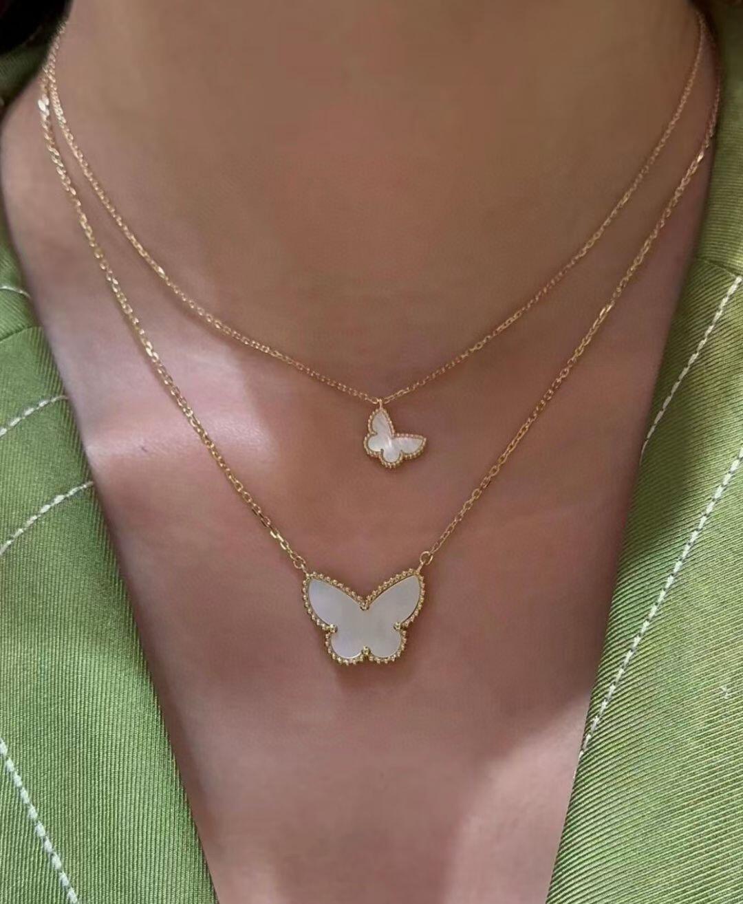 Luxury White Mother-of-Pearl Mini Butterfly Necklace - cnluxepick
