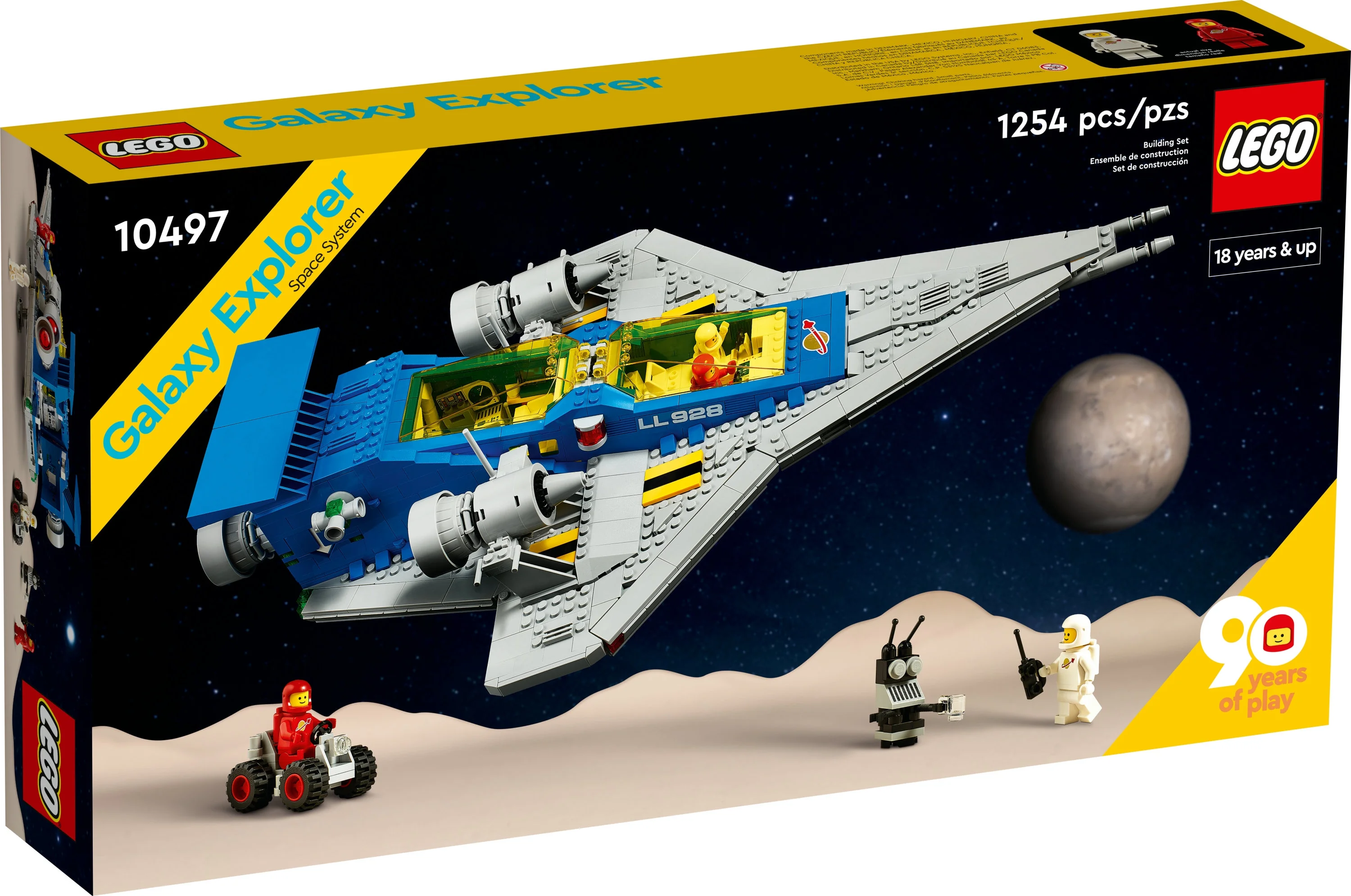 LEGO Icons Galaxy Explorer 10497 90th Anniversary Collectible Edition Model Spaceship, Space Building Set with Astronaut Figures, Gift Idea