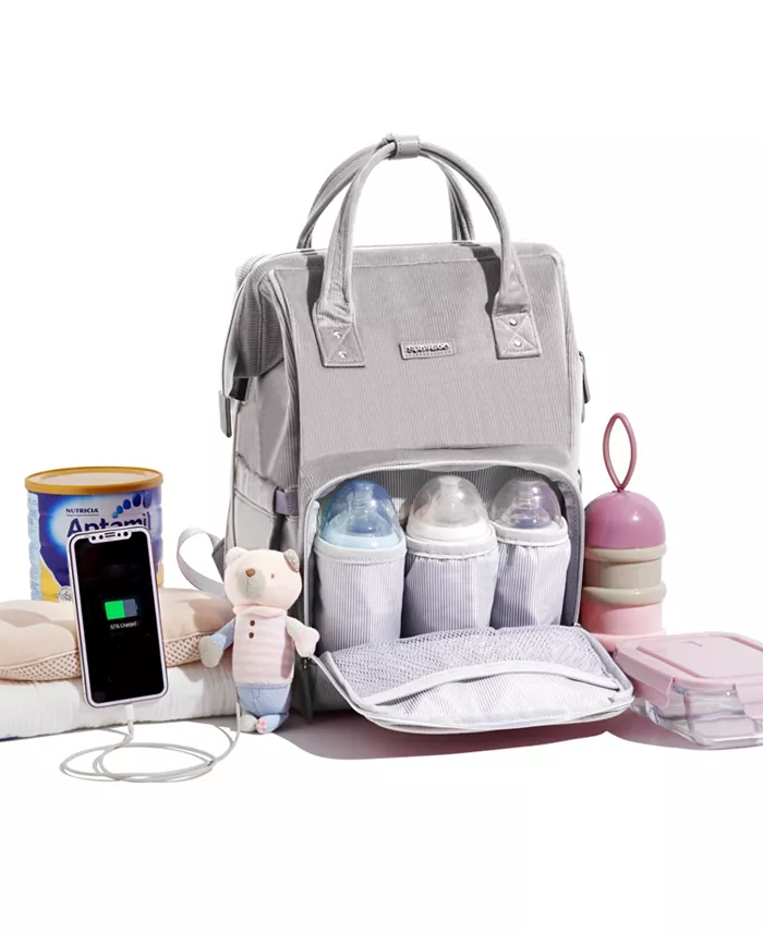 Sunveno Soft Corduroy Diaper Bag, Backpack