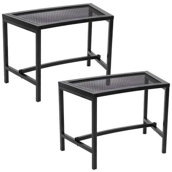 Sunnydaze Fire Pit Bench Black Mesh Steel 23 x 16 Inch