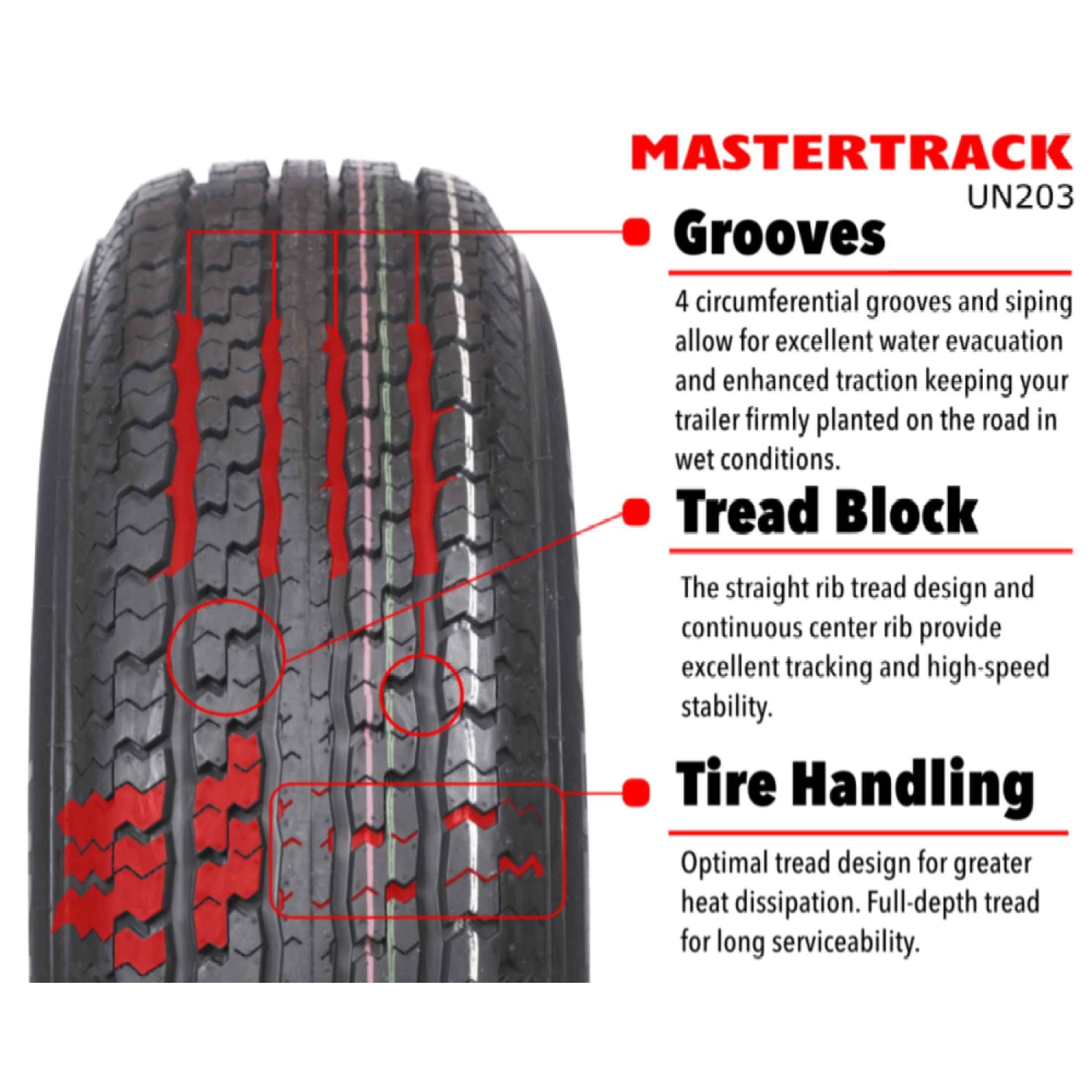 Mastertrack UN203 ST215/75R14 6 Ply 102M Load Range C Radial Trailer Tire – ST 215/75/14 215/75R14 (Tire Only)