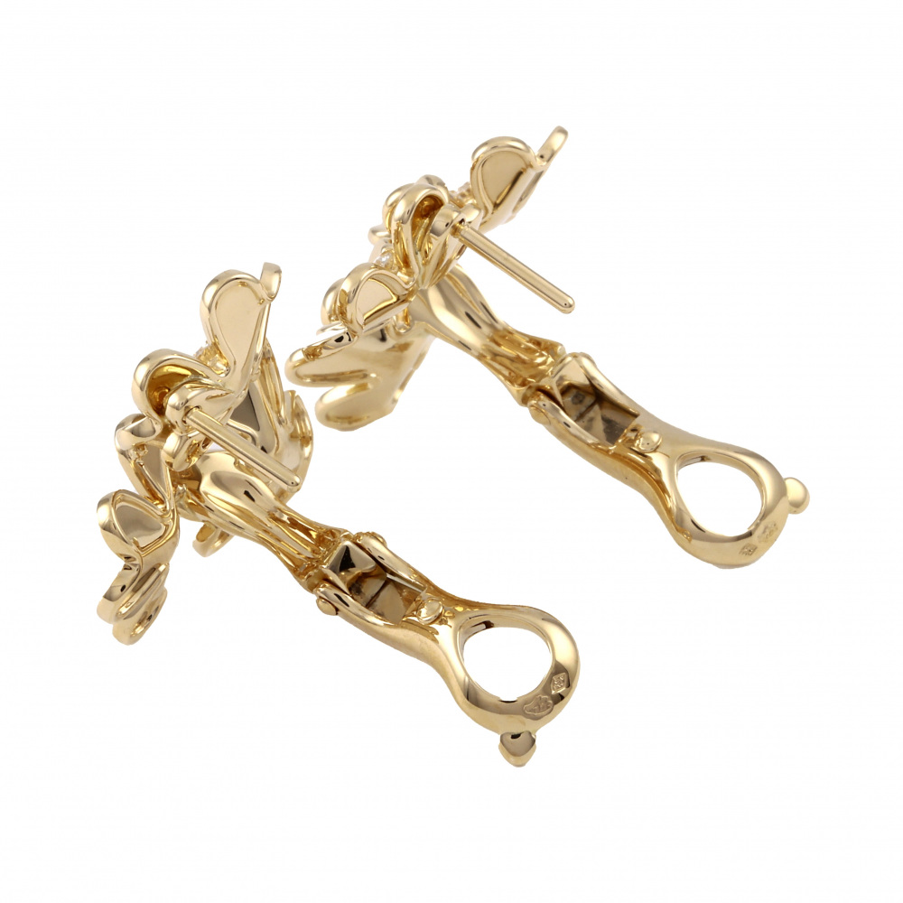 Van Cleef & Arpels Frivole 3 Flower Earrings 18K Yellow Gold Diamond VCARP2DV00