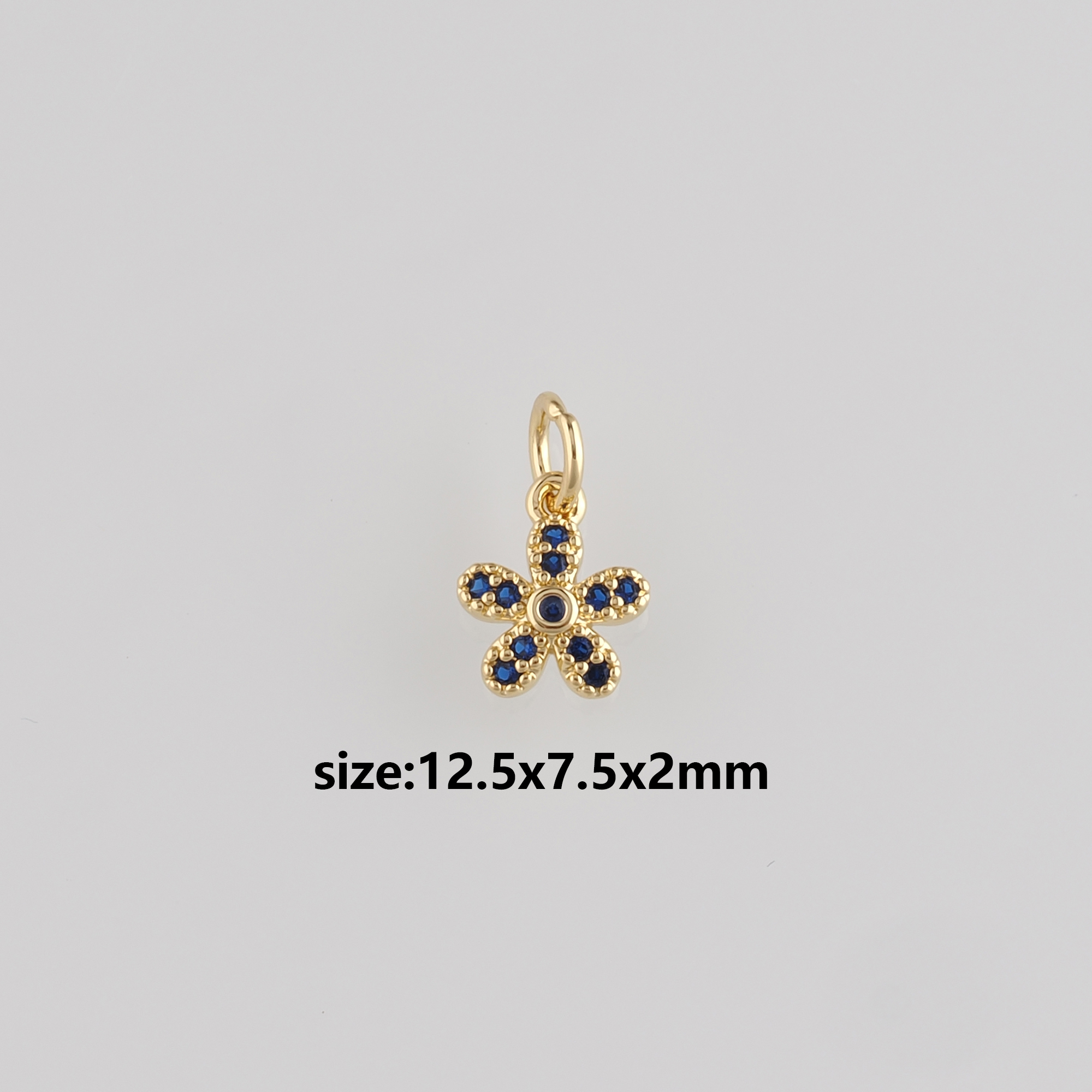 18K Gold Filled Flower Pendant,CZ Micro Pave Flower Charm Earrings Necklace for DIY Jewelry Making Supply