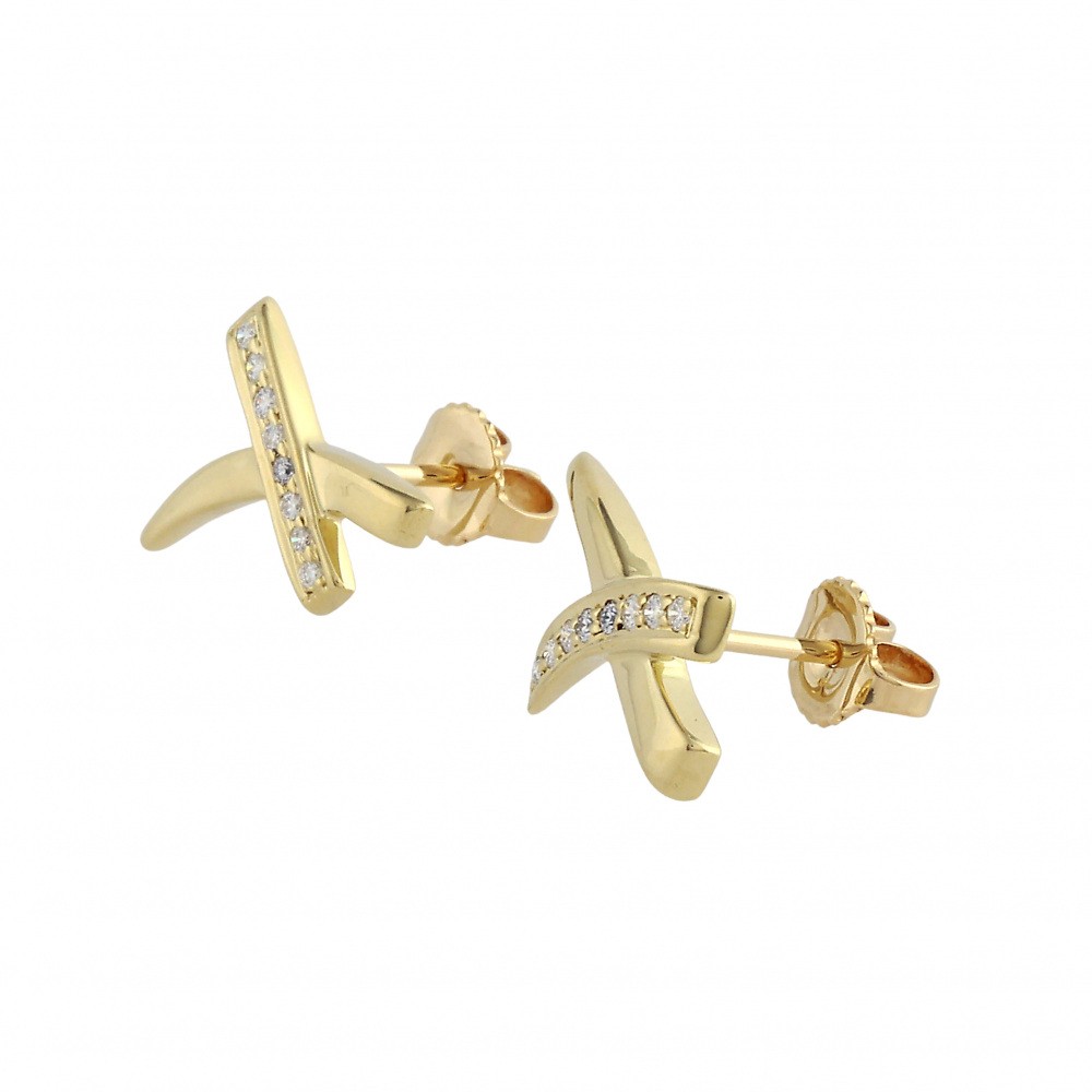 Tiffany & Co. Paloma Picasso Kiss Earrings 18K Yellow Gold Diamond
