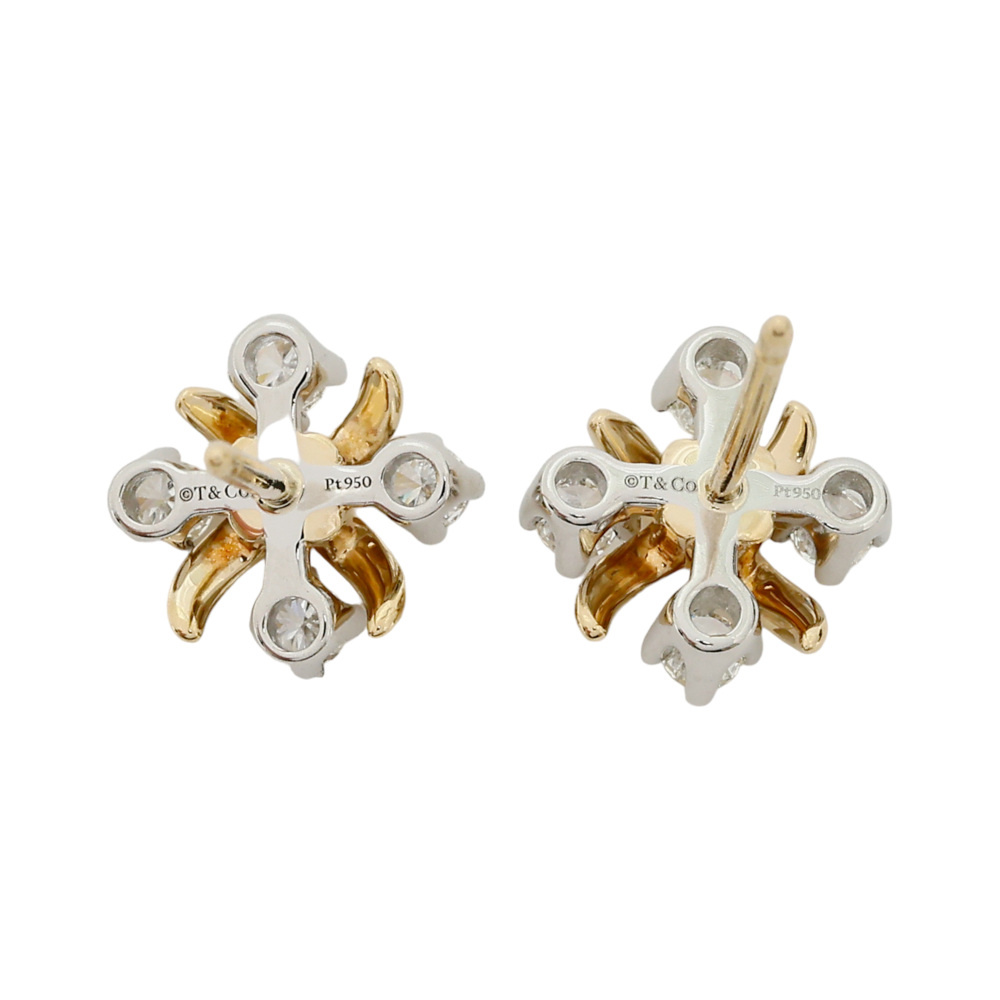 Tiffany & Co. Jean Schlumberger Rin Earrings Platinum & 18K Yellow Gold Diamond 60090615