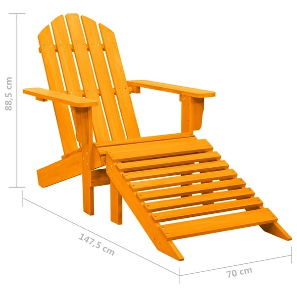 vidaXL Adirondack Chair Patio Adirondack Chair with Ottoman Solid Wood Fir