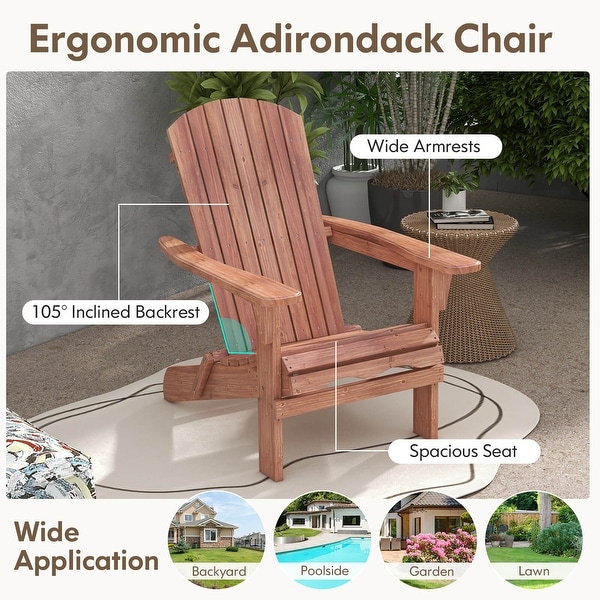 Costway Folding Adirondack Chair Set of 1/4 with High Backrest and Wide
