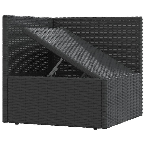 vidaXL 3 Piece Patio Lounge Set with Cushions Black Poly Rattan