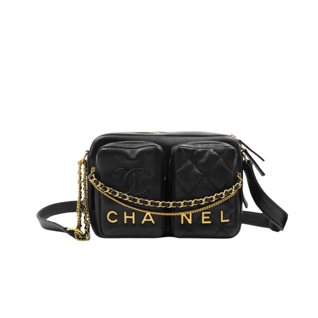 Chanel Quilted Small Camera Case Calfskin Black 22Cm/8.7in