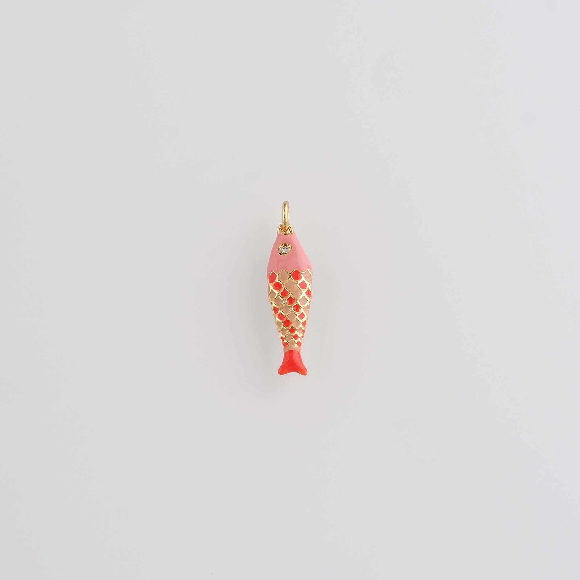 18K Gold Filled Fish Pendant,Enamel Fish Charm Earrings Necklace for DIY Jewelry Making Supply
