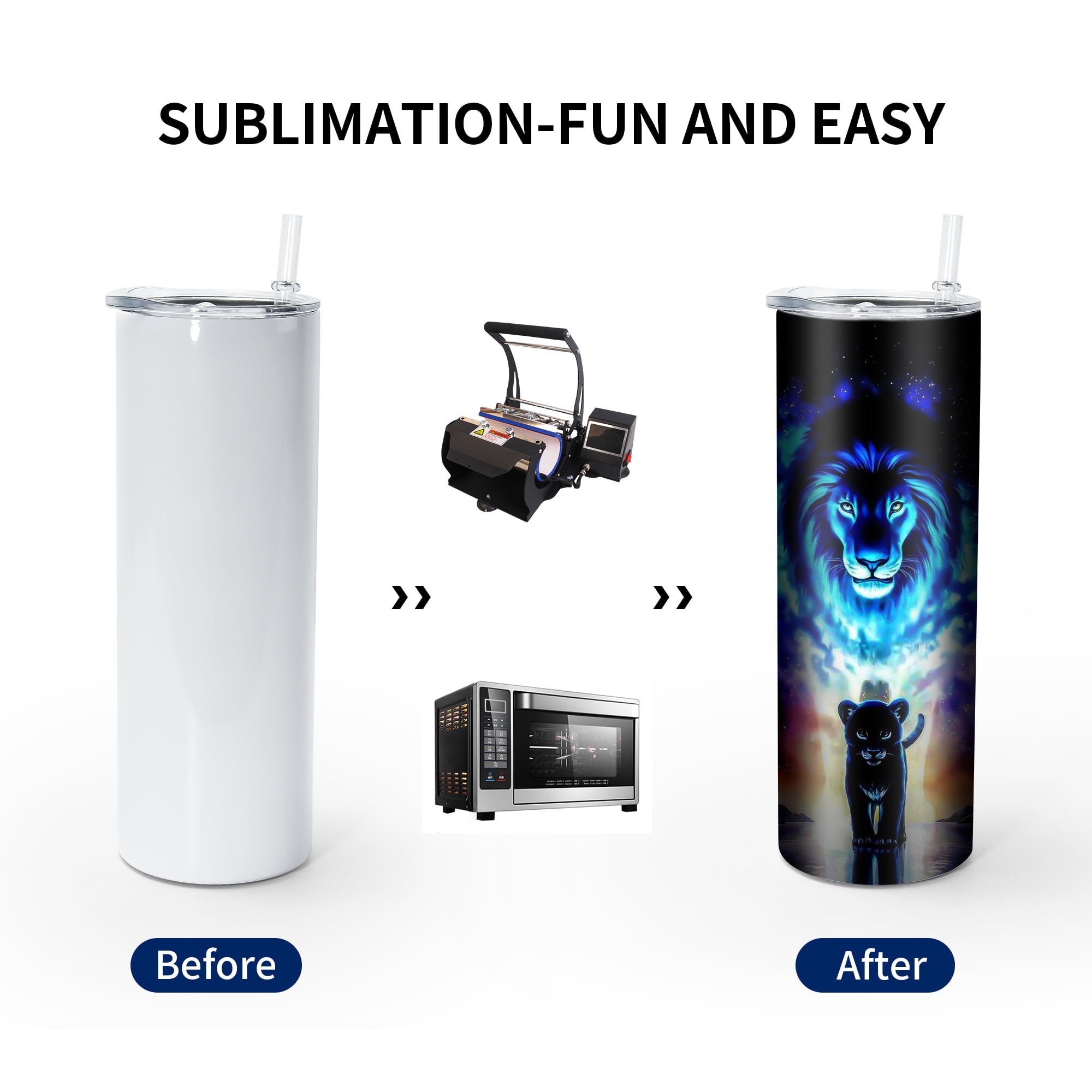 AGH 25 Pack 20oz Sublimation Tumblers Straight Skinny Tumblers Bulk, Stainless Steel White Insulated Tumbler with Lids and Straws