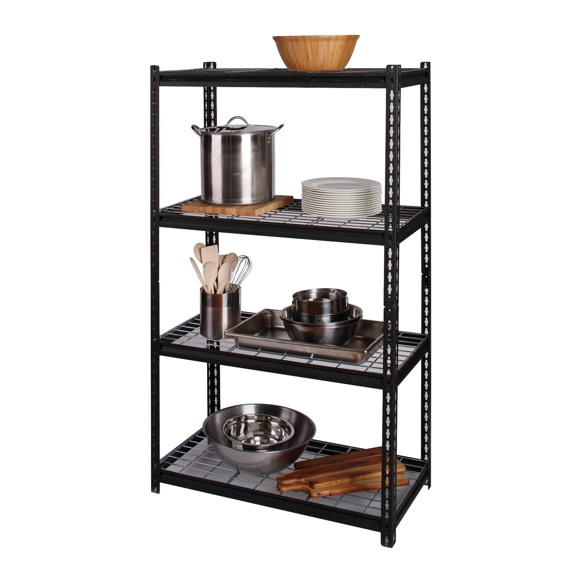 Iron Horse Wire Shelving Unit, 4 Shelf, 18x22D x 36x22W x 60x22H, Black