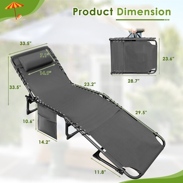 Homall Foldable with Facehole,Lounge Coffee Chair 12 Inch High 5Position Adjustable Patio Lounge Chair Beach Pool Coffee Chair