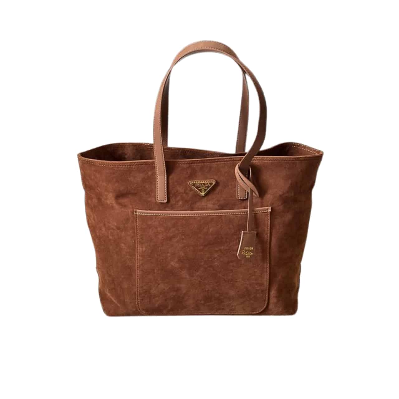 Prada Suede Double Tote Bag Cocoa Brown 35Cm