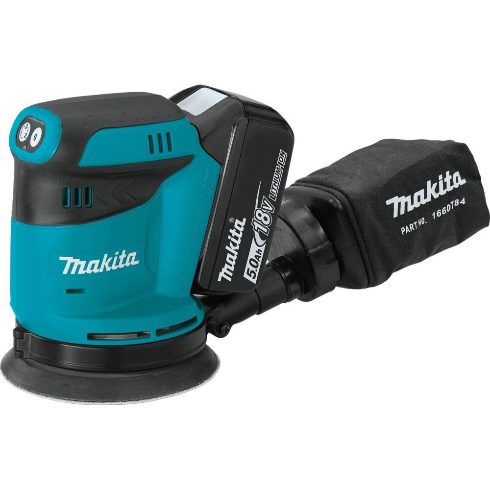 Makita 18 Volt LXT Lithium-Ion Cordless 5 in. Random Orbit Sander Kit 5.0 Ah XOB01T