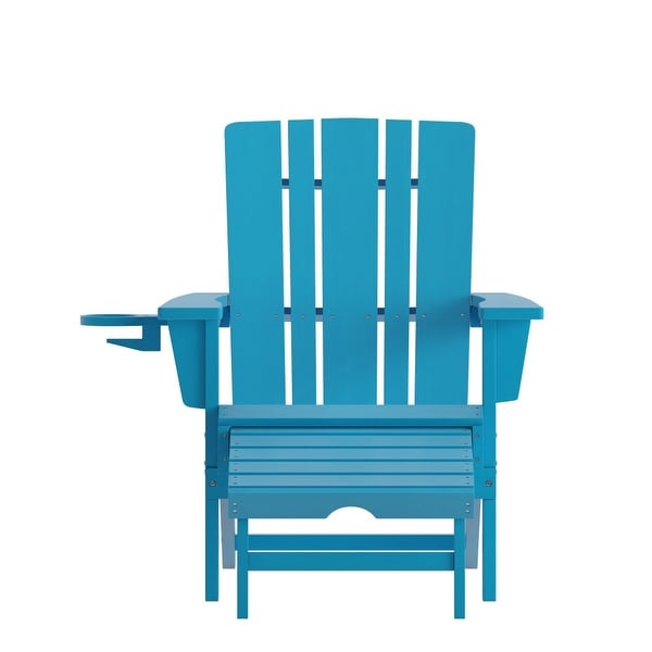AllWeather Adirondack Chair with Pullout Ottoman and Cupholder