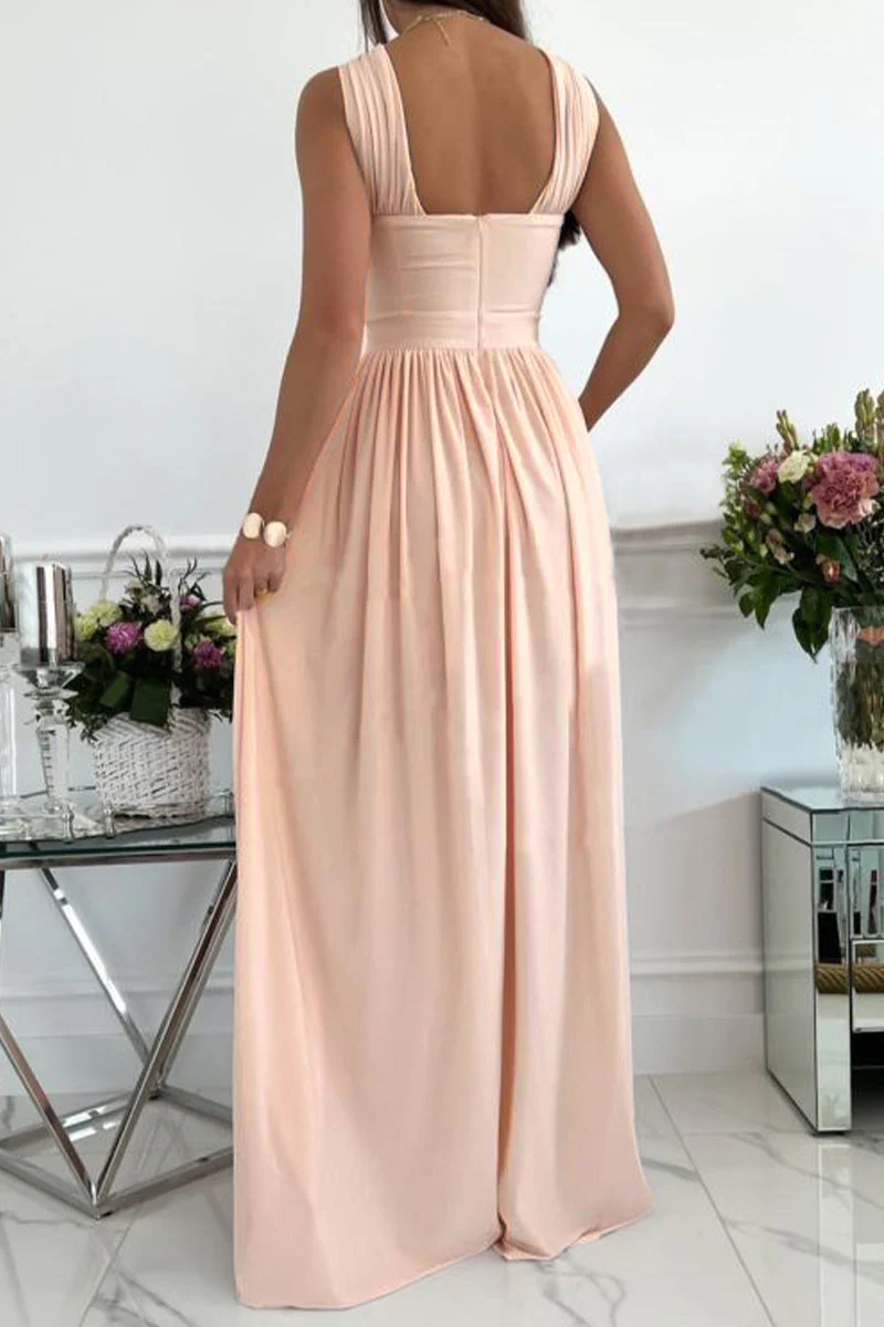 Elegant Backless Maxi Dress with SlitClistos