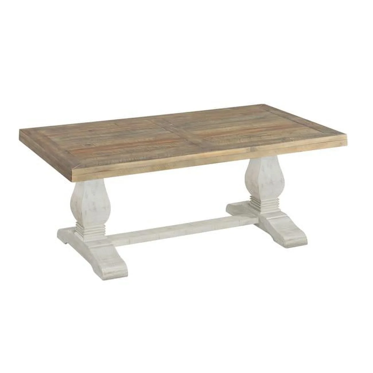 19 x 28 x 50 in. Coffee Table with Pedestal Base, Brown & White