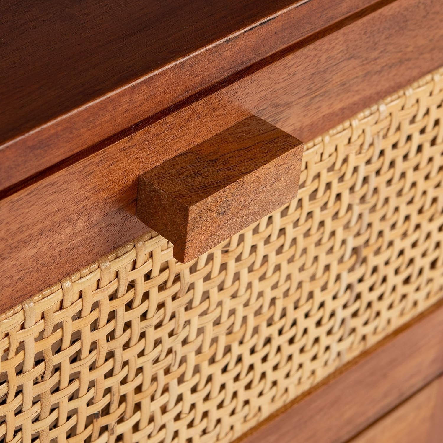 Natural Rattan 2-Door Nightstand