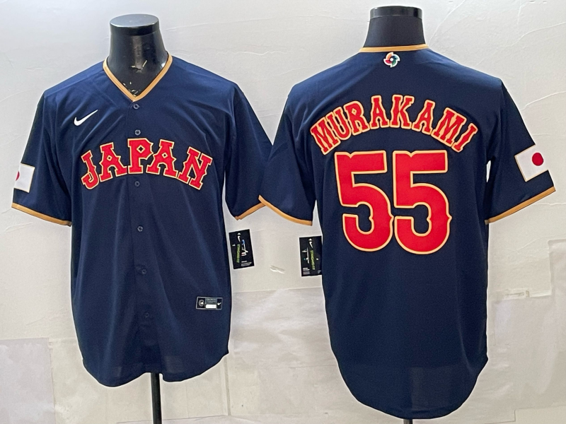 Men's Japan Baseball Munetaka Murakami #55 Navy 2026 World Baseball Classic Stadium Jersey