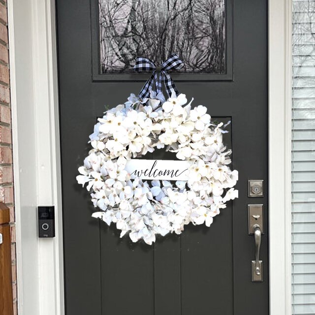 [Early Spring Sale] Buffalo Plaid & White Dogwood Fresh Wreath