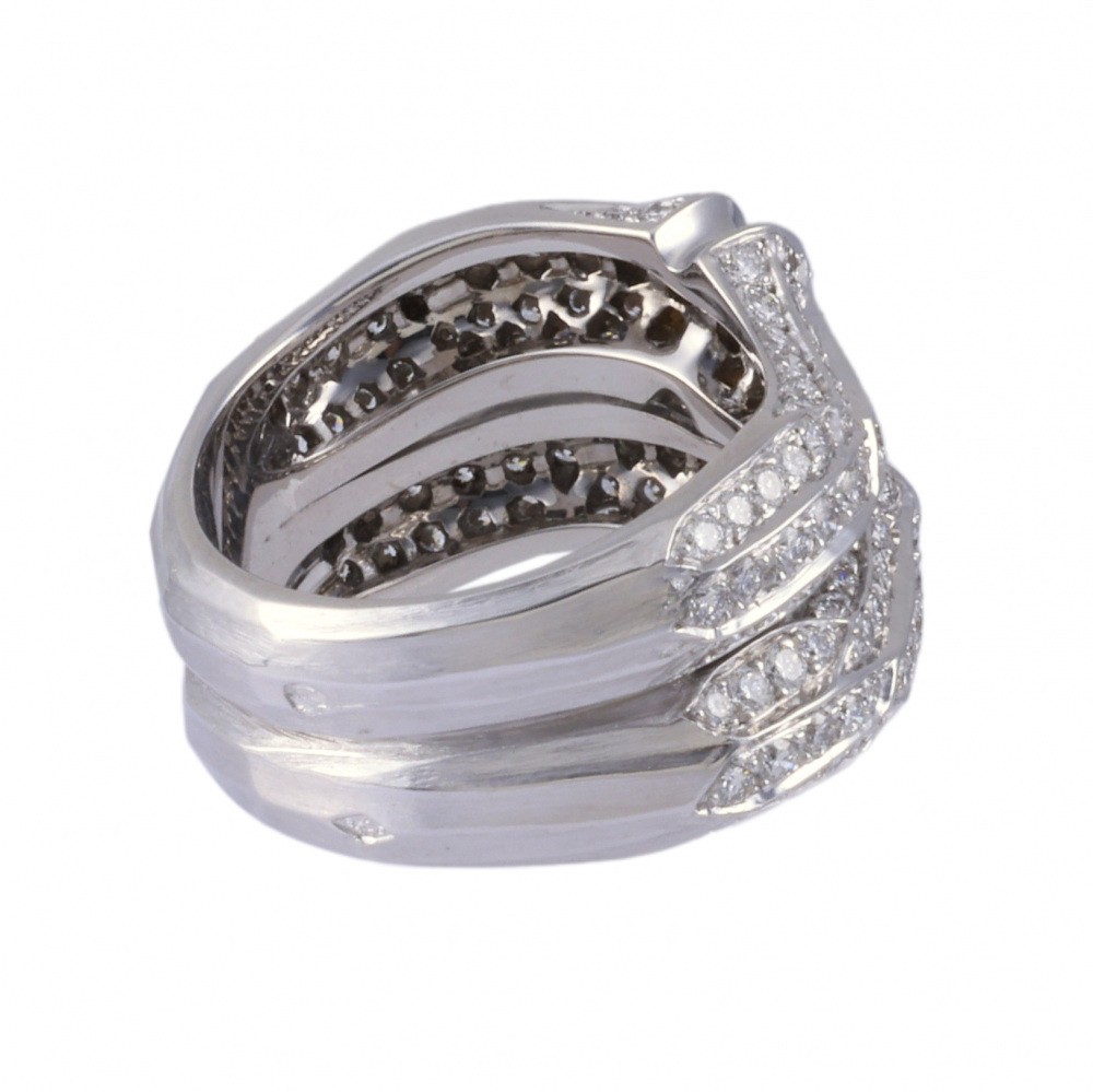 Cartier Bamboo Ring 18K White Gold Diamond