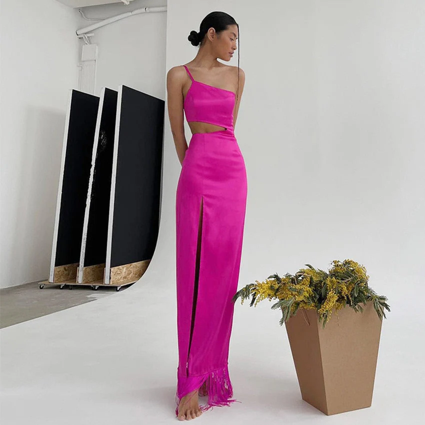One-Shoulder Cut Out Maxi Dress | Evening GownClistos
