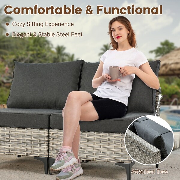 HOOOWOOO 10piece Wicker Patio Furniture Set Sectional Sofa with Swivel Chair
