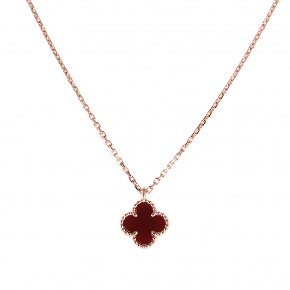 Van Cleef & Arpels Sweet Alhambra Necklace 18K Rose Gold Carnelian VCARN59M00