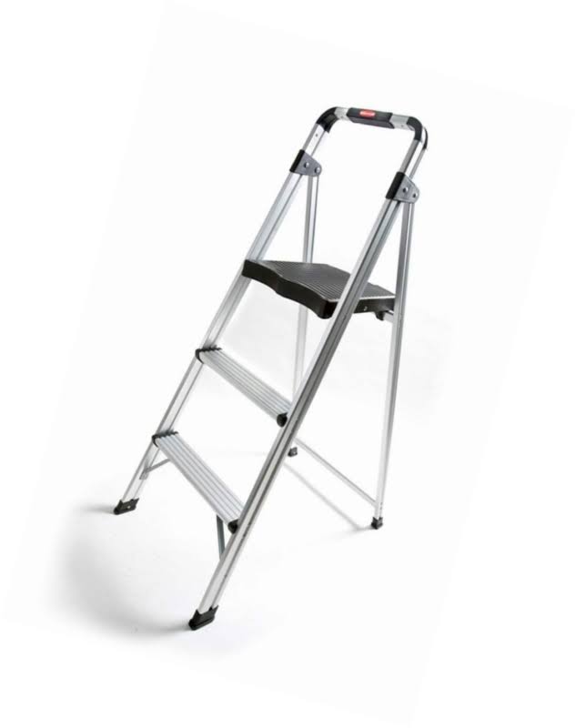 Rubbermaid Rm-aul3g 3-Step Ultra-Light Aluminum Stool with Plastic Top Step, 225