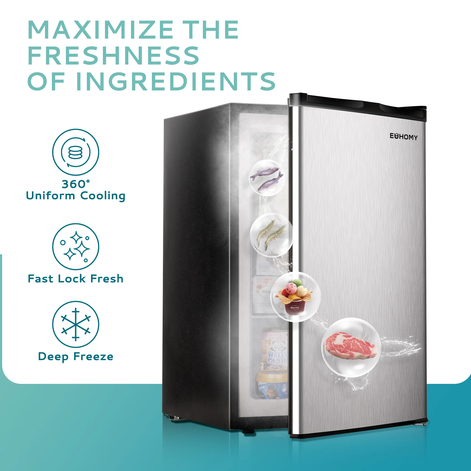 Compact Mini Freezer, Upright freezer Rapid Cooling